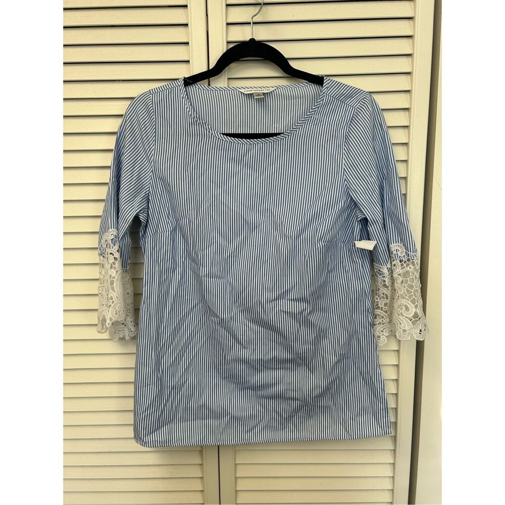 Counterparts Blue White Stripe Blouse, Sz 8, +